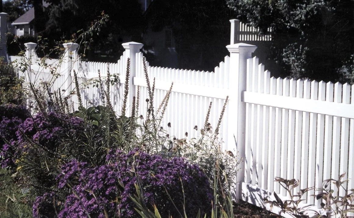 White Vinyl Picket Garden Fence project by Excalibur Fence and Iron Works