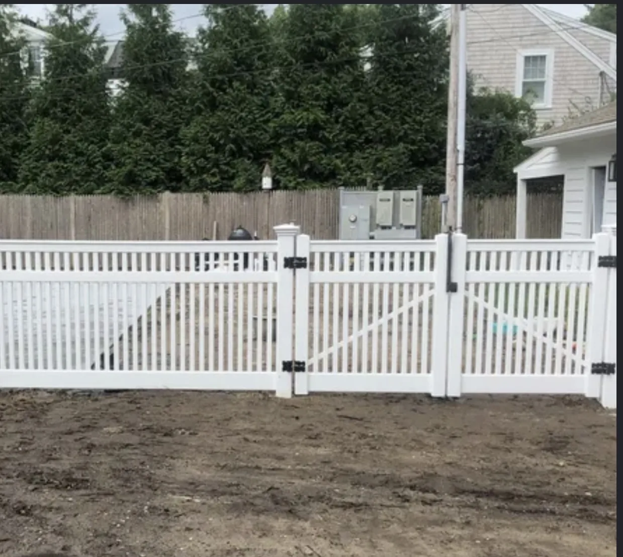 White Picket Double Gate project by Excalibur Fence and Iron Works
