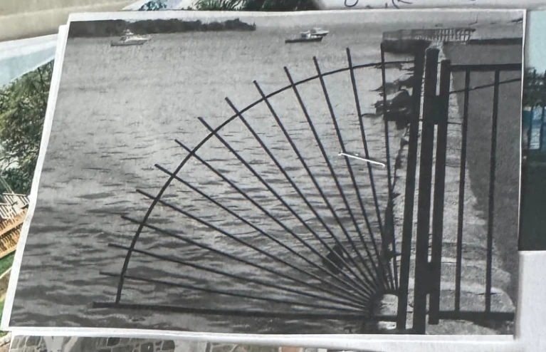 Custom iron gate with a dramatic sunburst pattern